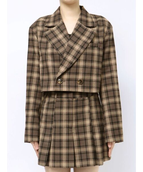 EMODA(エモダ)の「ショートクロップジャケット(テーラードジャケット・レディース・グレー/その他/その他1・FREE)」の3枚目の写真