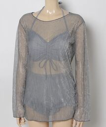 SALTMINT（ソルトミント）の「〔３点SET / シアートップス付〕フリルデザインハイウエストビキニ（水着）」