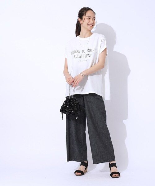 Cutie Blonde（キューティーブロンド）の「【洗える】ぽこぽこアソートロゴトップス（Tシャツ/カットソー・レディース・オレンジ/ホワイト系/ブラック/チャコールグレー・04/02/03）」の7枚目の写真