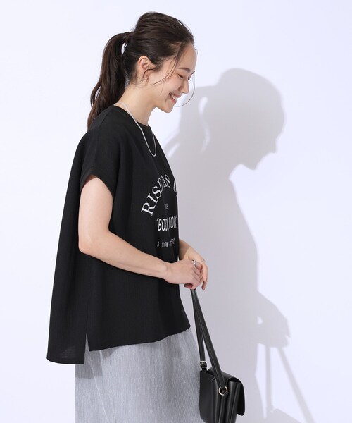 Cutie Blonde（キューティーブロンド）の「【洗える】ぽこぽこアソートロゴトップス（Tシャツ/カットソー・レディース・オレンジ/ホワイト系/ブラック/チャコールグレー・04/02/03）」の14枚目の写真