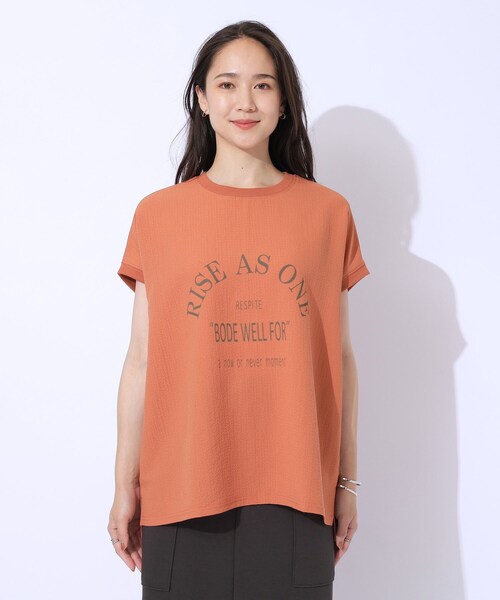 Cutie Blonde（キューティーブロンド）の「【洗える】ぽこぽこアソートロゴトップス（Tシャツ/カットソー・レディース・オレンジ/ホワイト系/ブラック/チャコールグレー・04/02/03）」の21枚目の写真