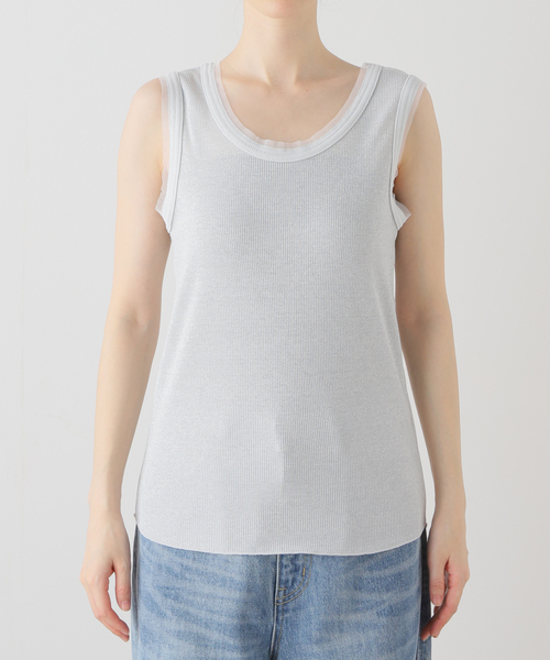 JOURNAL STANDARD relume（ジャーナルスタンダード　レリューム）の「ラメチュールタンクトップ（タンクトップ・レディース・チャコールグレー/ブラック/ライトグレー・FREE）」の3枚目の写真