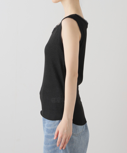 JOURNAL STANDARD relume（ジャーナルスタンダード　レリューム）の「ラメチュールタンクトップ（タンクトップ・レディース・チャコールグレー/ブラック/ライトグレー・FREE）」の11枚目の写真