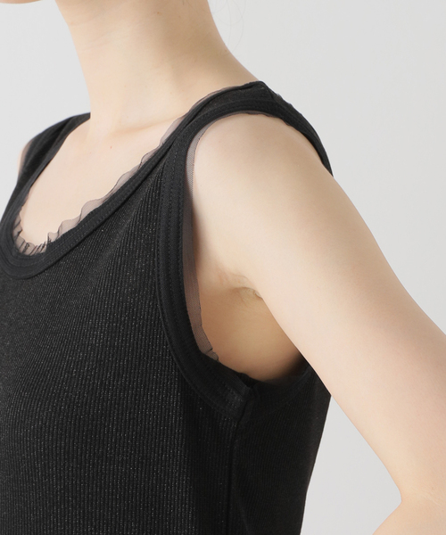 JOURNAL STANDARD relume（ジャーナルスタンダード　レリューム）の「ラメチュールタンクトップ（タンクトップ・レディース・チャコールグレー/ブラック/ライトグレー・FREE）」の7枚目の写真