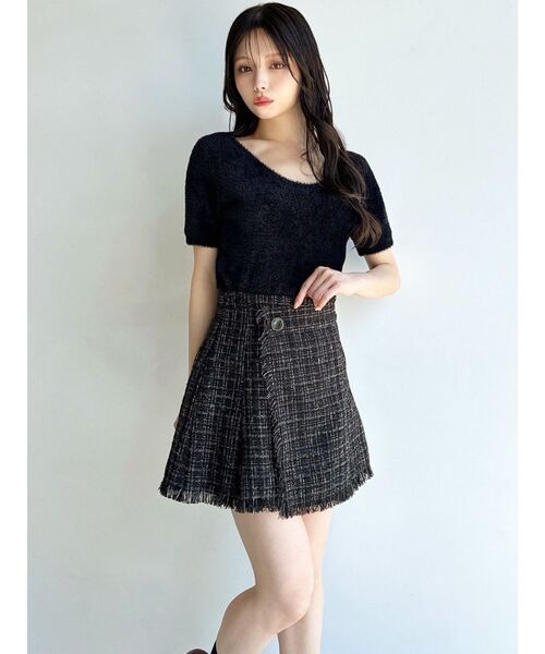 RESEXXY（リゼクシー）の「ツイードラップミニスカート（スカート・レディース・ブラック/ホワイト/ラベンダー・FREE）」の8枚目の写真