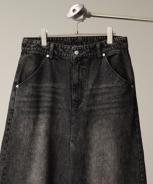 welise（ウェライズ）の「【welise/ウェライズ】13ozハイグレードデニム ハンドダメージ＆ヴィンテージ加工 エレファントワイドパンツ（デニムパンツ・メンズ・ブラック/ブラック系その他2/ブラック系その他/ケミカルウォッシュ・S/M/L）」の10枚目の写真