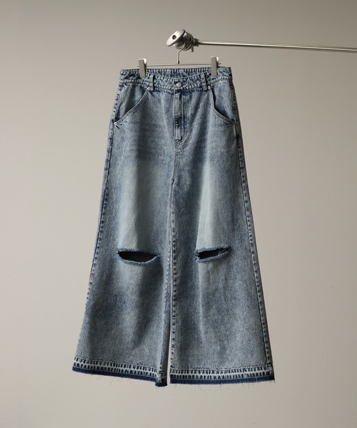 welise（ウェライズ）の「【welise/ウェライズ】13ozハイグレードデニム ハンドダメージ＆ヴィンテージ加工 エレファントワイドパンツ（デニムパンツ・メンズ・ブラック/ブラック系その他2/ブラック系その他/ケミカルウォッシュ・S/M/L）」の12枚目の写真