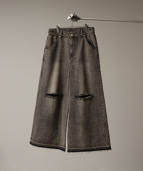 welise（ウェライズ）の「【welise/ウェライズ】13ozハイグレードデニム ハンドダメージ＆ヴィンテージ加工 エレファントワイドパンツ（デニムパンツ・メンズ・ブラック/ブラック系その他2/ブラック系その他/ケミカルウォッシュ・S/M/L）」の13枚目の写真