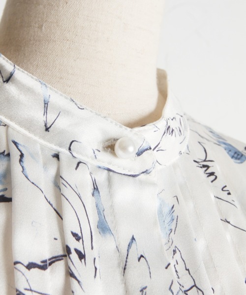 【セール】スリットスリーブ水彩ラインフラワープリントワンピース（ワンピース）｜tocco closet（トッコ クローゼット）