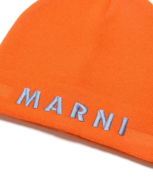 MARNI（マルニ）の「MARNI(マルニ)Kids & Junior ウールブレンドブランドロゴニットキャップ（ニットキャップ/ビーニー・キッズ・オレンジ/レッド・Ⅱ/Ⅲ）」の4枚目の写真