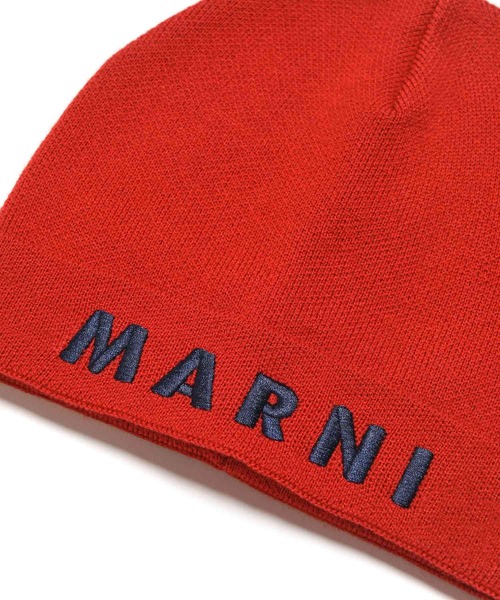 MARNI（マルニ）の「MARNI(マルニ)Kids & Junior ウールブレンドブランドロゴニットキャップ（ニットキャップ/ビーニー・キッズ・オレンジ/レッド・Ⅱ/Ⅲ）」の6枚目の写真