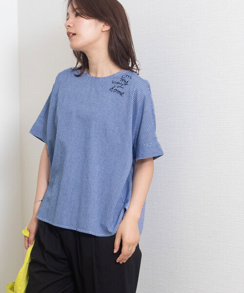 POU DOU DOU（プードゥドゥ）の「on my way home 刺繍ドルマンブラウス（シャツ/ブラウス・レディース・アイボリー/ブルー/オフホワイト・M）」の20枚目の写真
