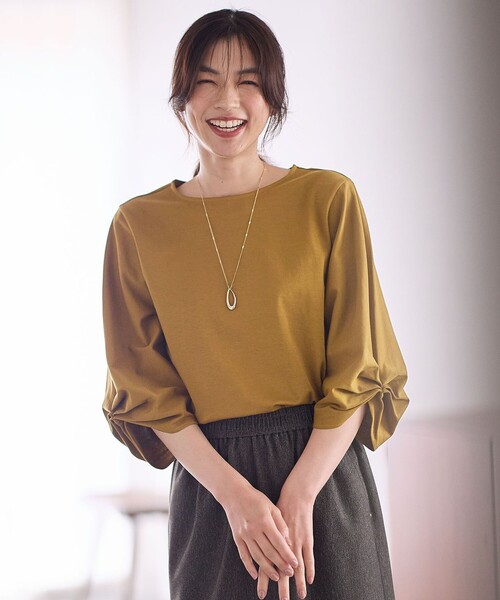 ANY(エニィ)の「シルケットスムースタックスリーブプルオーバー(Tシャツ/カットソー・レディース・オールドローズ系/ブラック系/黄土色系/ブルー系/アイボリー系・2/3)」の3枚目の写真