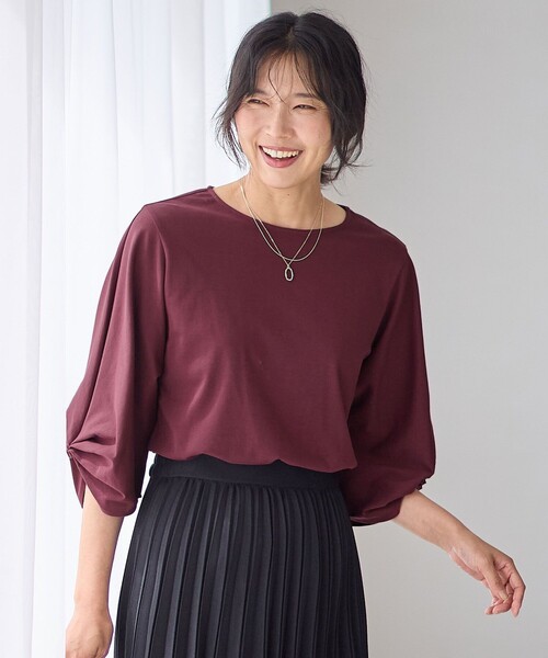 ANY(エニィ)の「シルケットスムースタックスリーブプルオーバー(Tシャツ/カットソー・レディース・オールドローズ系/ブラック系/黄土色系/ブルー系/アイボリー系・2/3)」の5枚目の写真