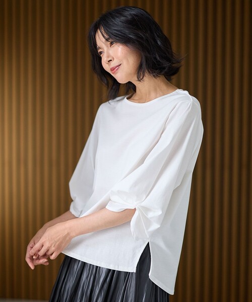 ANY(エニィ)の「シルケットスムースタックスリーブプルオーバー(Tシャツ/カットソー・レディース・オールドローズ系/ブラック系/黄土色系/ブルー系/アイボリー系・2/3)」の10枚目の写真