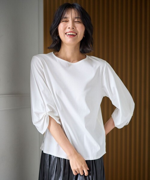 ANY(エニィ)の「シルケットスムースタックスリーブプルオーバー(Tシャツ/カットソー・レディース・オールドローズ系/ブラック系/黄土色系/ブルー系/アイボリー系・2/3)」の11枚目の写真