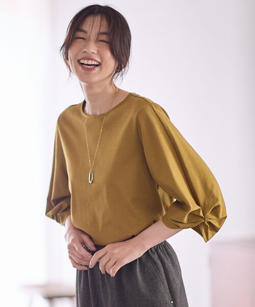 ANY(エニィ)の「シルケットスムースタックスリーブプルオーバー(Tシャツ/カットソー・レディース・オールドローズ系/ブラック系/黄土色系/ブルー系/アイボリー系・2/3)」の16枚目の写真