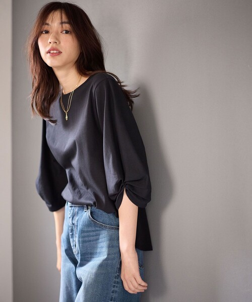 ANY(エニィ)の「シルケットスムースタックスリーブプルオーバー(Tシャツ/カットソー・レディース・オールドローズ系/ブラック系/黄土色系/ブルー系/アイボリー系・2/3)」の20枚目の写真