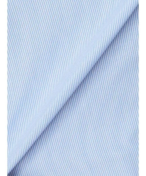 Perfect Suit FActory（パーフェクトスーツファクトリー）の「【WEB限定/形態安定】半袖ベーシックブラウス　レギュラーカラー　ストライプ　ブルー（シャツ/ブラウス・レディース・ブルー・9号/11号/7号）」の2枚目の写真