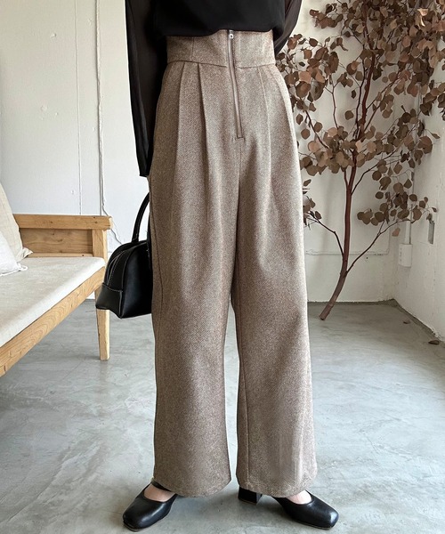 LAUIR（ラウアー）の「ヘリンボーンジップパンツ[高身長サイズMT有り]（スラックス・レディース・ブラウン/ブラック/グレー・MEDIUM/LARGE/MT）」の3枚目の写真