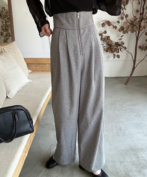 LAUIR（ラウアー）の「ヘリンボーンジップパンツ[高身長サイズMT有り]（スラックス・レディース・ブラウン/ブラック/グレー・MEDIUM/LARGE/MT）」の7枚目の写真