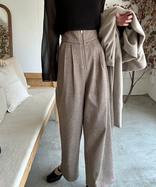 LAUIR（ラウアー）の「ヘリンボーンジップパンツ[高身長サイズMT有り]（スラックス・レディース・ブラウン/ブラック/グレー・MEDIUM/LARGE/MT）」の12枚目の写真