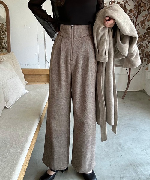 LAUIR（ラウアー）の「ヘリンボーンジップパンツ[高身長サイズMT有り]（スラックス・レディース・ブラウン/ブラック/グレー・MEDIUM/LARGE/MT）」の13枚目の写真