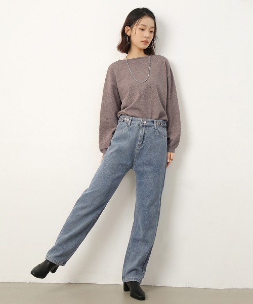 Doux Belle(ドゥーベル)の「ストレートデニムパンツ(デニムパンツ・レディース・ブルー/チャコール/ライトブルー/ブラック・MEDIUM/LARGE/X-LARGE/XX-LARGE)」の13枚目の写真