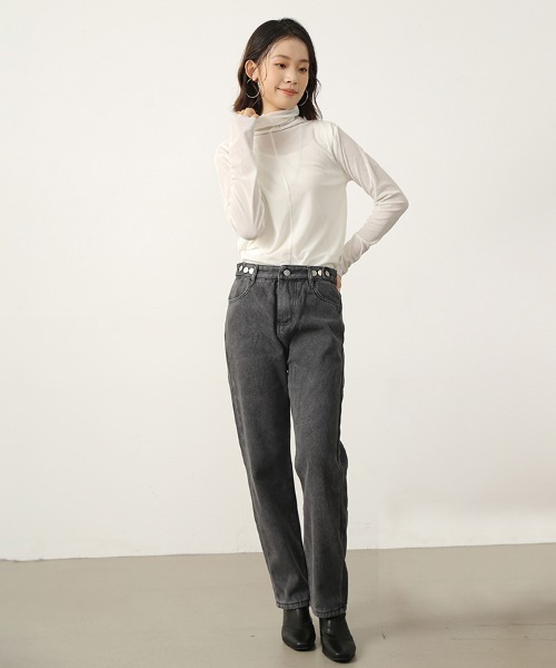 Doux Belle(ドゥーベル)の「ストレートデニムパンツ(デニムパンツ・レディース・ブルー/チャコール/ライトブルー/ブラック・MEDIUM/LARGE/X-LARGE/XX-LARGE)」の21枚目の写真