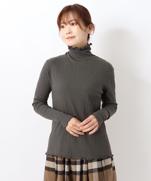 one'sterrace(ワンズテラス)の「ランダムテレコメロータートルネックプルオーバー(Tシャツ/カットソー・レディース・グレー系その他7/アイボリー系8/ブラック系8・02)」の2枚目の写真