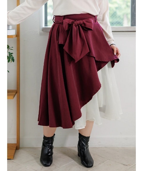 Re-J&SUPURE（リジェイアンドスプル）の「【大きいサイズ】アシメラッフルスカート（スカート・レディース・ブラック/ワイン/ネイビー・X-LARGE/XX-LARGE/XXX-LARGE）」の3枚目の写真
