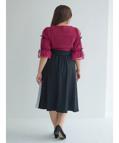 Re-J&SUPURE（リジェイアンドスプル）の「【大きいサイズ】アシメラッフルスカート（スカート・レディース・ブラック/ワイン/ネイビー・X-LARGE/XX-LARGE/XXX-LARGE）」の9枚目の写真
