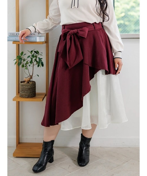 Re-J&SUPURE（リジェイアンドスプル）の「【大きいサイズ】アシメラッフルスカート（スカート・レディース・ブラック/ワイン/ネイビー・X-LARGE/XX-LARGE/XXX-LARGE）」の15枚目の写真