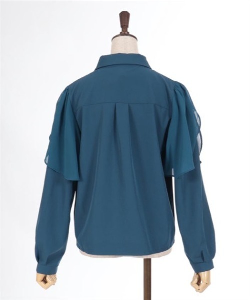 axes femme(アクシーズファム)の「ケープ風袖カットワークブラウス(シャツ/ブラウス・レディース・ブラック/ブルーグリーン/キナリ・FREE)」の7枚目の写真