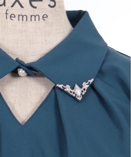axes femme(アクシーズファム)の「ケープ風袖カットワークブラウス(シャツ/ブラウス・レディース・ブラック/ブルーグリーン/キナリ・FREE)」の10枚目の写真
