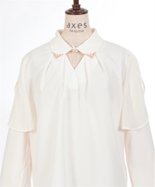 axes femme(アクシーズファム)の「ケープ風袖カットワークブラウス(シャツ/ブラウス・レディース・ブラック/ブルーグリーン/キナリ・FREE)」の17枚目の写真