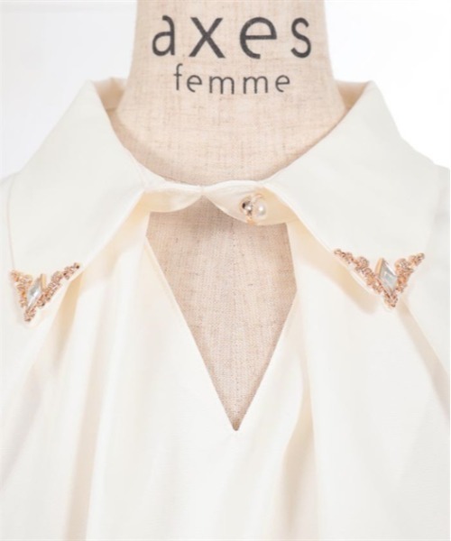 axes femme(アクシーズファム)の「ケープ風袖カットワークブラウス(シャツ/ブラウス・レディース・ブラック/ブルーグリーン/キナリ・FREE)」の18枚目の写真