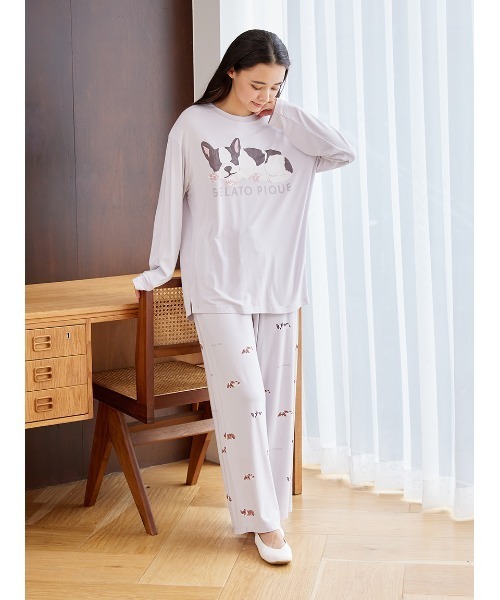 gelato pique（ジェラートピケ）の「SLEEPING DOG柄ロングパンツ