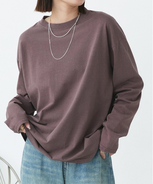 ad thie(アドティエ)の「ピグメント ロングTシャツ(Tシャツ/カットソー・レディース・オフホワイト/ブラウン/チャコール・FREE)」の3枚目の写真