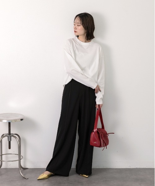 ad thie(アドティエ)の「ピグメント ロングTシャツ(Tシャツ/カットソー・レディース・オフホワイト/ブラウン/チャコール・FREE)」の4枚目の写真