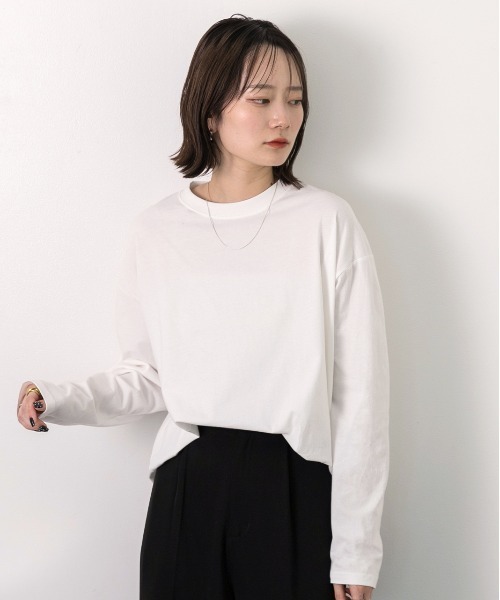 ad thie(アドティエ)の「ピグメント ロングTシャツ(Tシャツ/カットソー・レディース・オフホワイト/ブラウン/チャコール・FREE)」の5枚目の写真