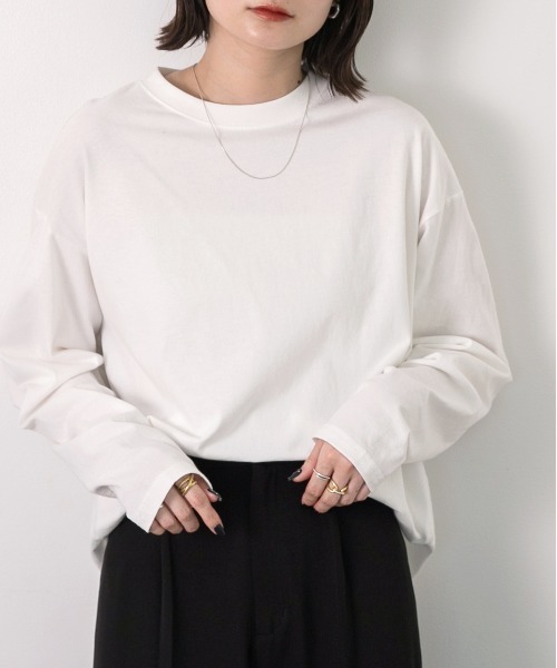 ad thie(アドティエ)の「ピグメント ロングTシャツ(Tシャツ/カットソー・レディース・オフホワイト/ブラウン/チャコール・FREE)」の6枚目の写真