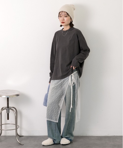 ad thie(アドティエ)の「ピグメント ロングTシャツ(Tシャツ/カットソー・レディース・オフホワイト/ブラウン/チャコール・FREE)」の20枚目の写真