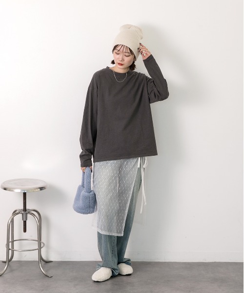 ad thie(アドティエ)の「ピグメント ロングTシャツ(Tシャツ/カットソー・レディース・オフホワイト/ブラウン/チャコール・FREE)」の21枚目の写真