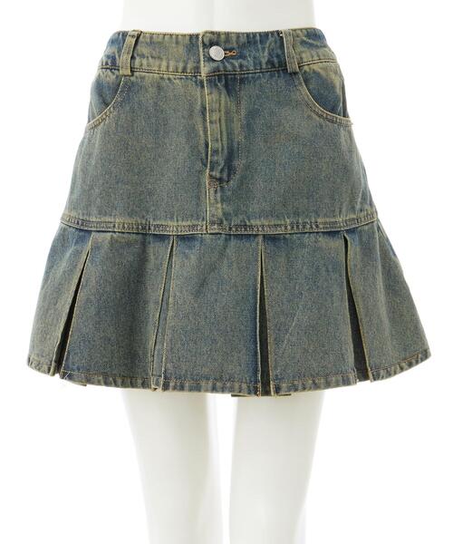 INGNI（イング）の「裾切替プリーツデニムミニスカート／B（デニムスカート・レディース・グレー/ブルー系その他・FREE）」の3枚目の写真