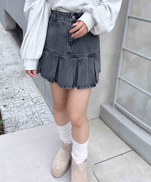 INGNI（イング）の「裾切替プリーツデニムミニスカート／B（デニムスカート・レディース・グレー/ブルー系その他・FREE）」の16枚目の写真