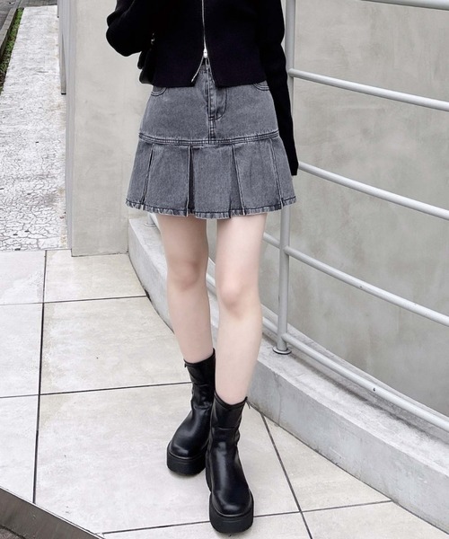 INGNI（イング）の「裾切替プリーツデニムミニスカート／B（デニムスカート・レディース・グレー/ブルー系その他・FREE）」の21枚目の写真