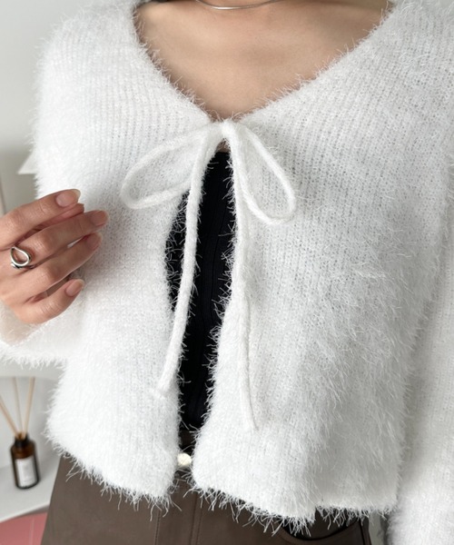 セール】シャギーリボンニットカーディガン（カーディガン/ボレロ
