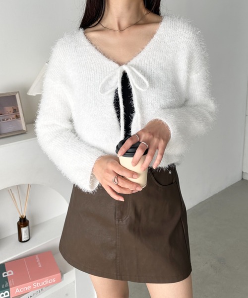 セール】シャギーリボンニットカーディガン（カーディガン/ボレロ