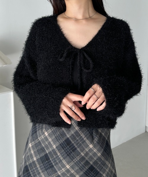 セール】シャギーリボンニットカーディガン（カーディガン/ボレロ